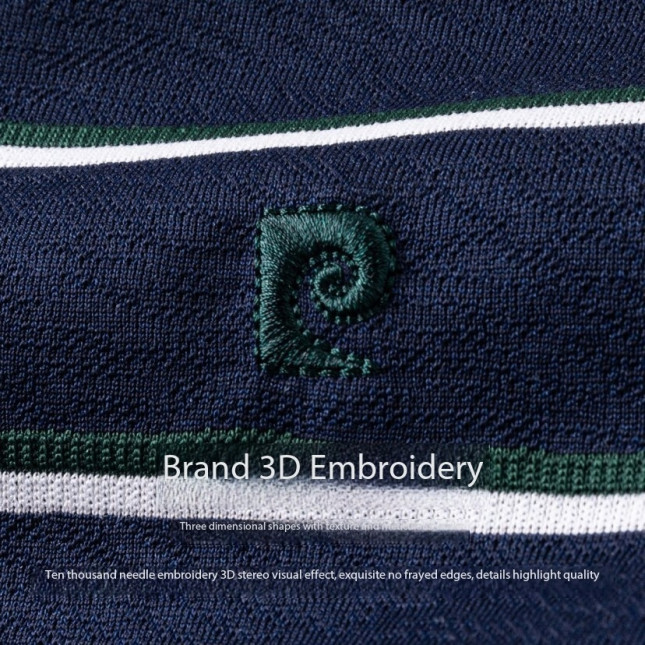 Pierre Cardin Men's Blue & White Striped Cotton-Poly Polo P73113071A56
